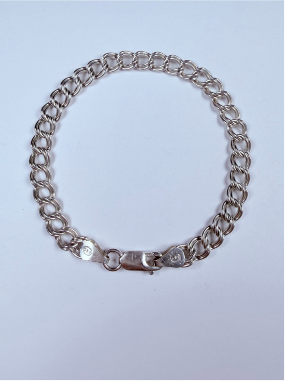 Double Rolo Link 925 Sterling Silver 5.5MM Wide Charm Vintage Bracelet Italy
